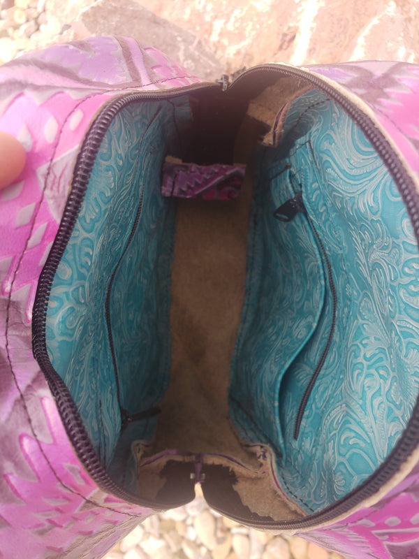Purple Feather Aztec Handbeaded Design Sling Bag