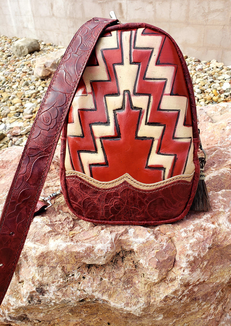 Red Roses Aztec Sling Bag