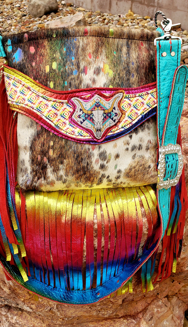 Rainbow Aztec Pollyanna Crossbody Bag
