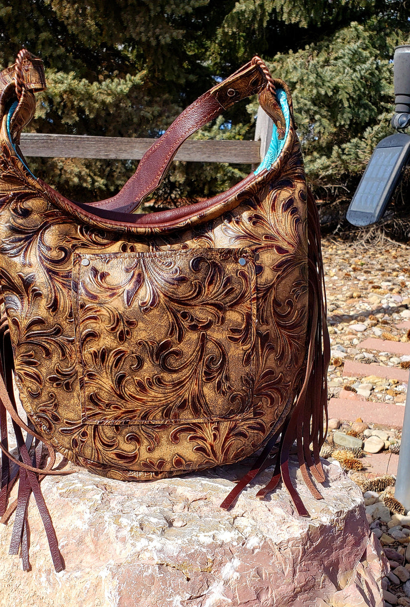 Exotic Buffalo Cowhide Hobo Shoulder Bag