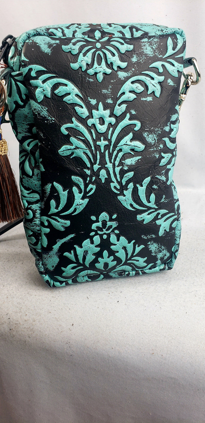 Turquoise Feather Joann Style Crossbody Bag