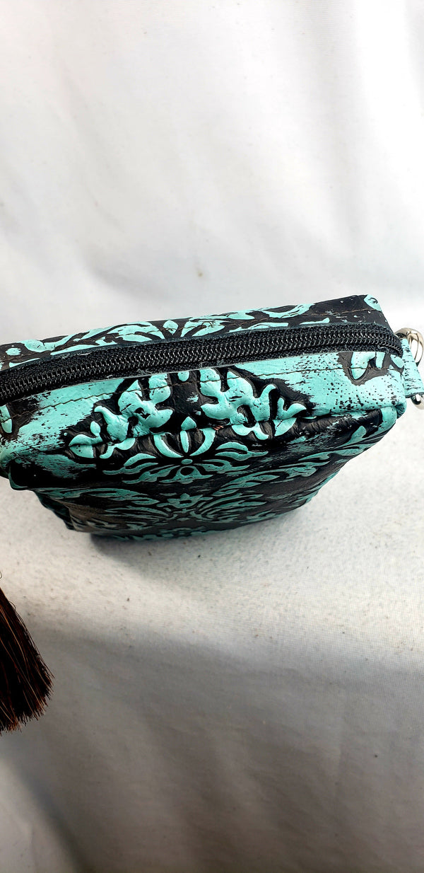 Turquoise Feather Joann Style Crossbody Bag