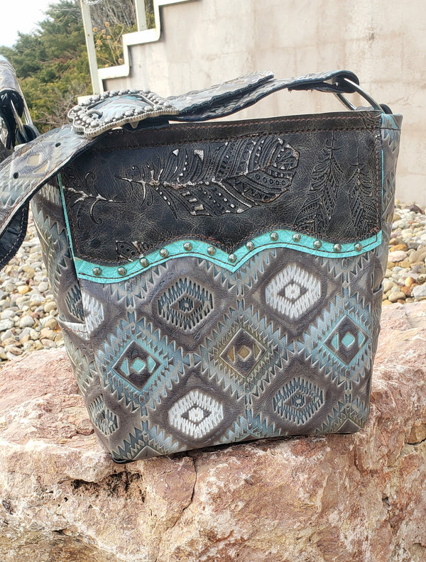 Feather Aztec Shoulder Bag