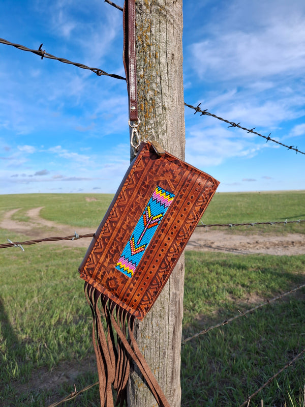 Handbeaded Arrow Mega-wallet wristlet