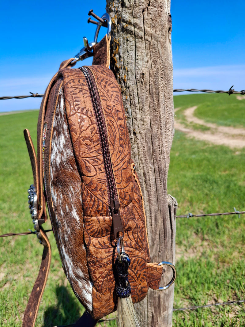 Handbeaded Diamond Cowhide Sling Bag