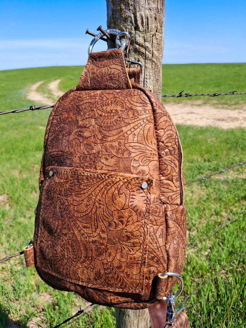 Handbeaded Diamond Cowhide Sling Bag