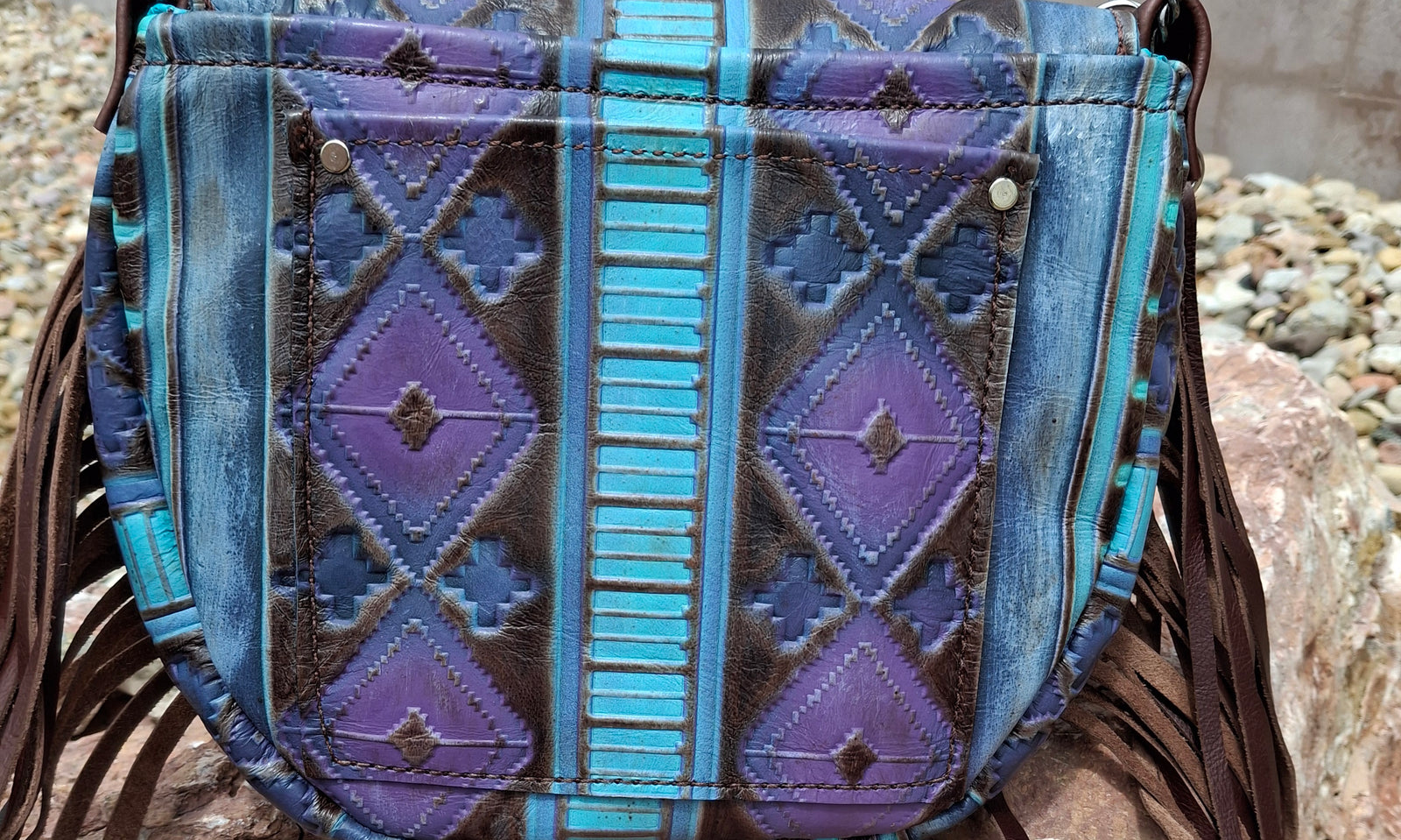 Purple and Turquoise Aztec Saddle Up Shoulder Bag – Wild Lace Beadwork