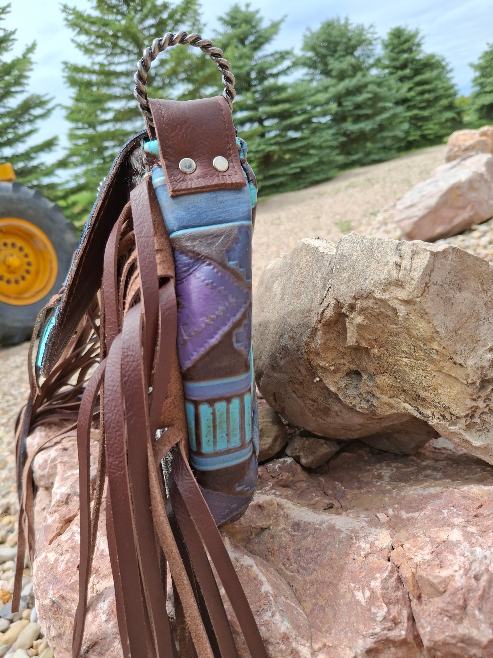 Purple and Turquoise Aztec Saddle Up Shoulder Bag – Wild Lace Beadwork