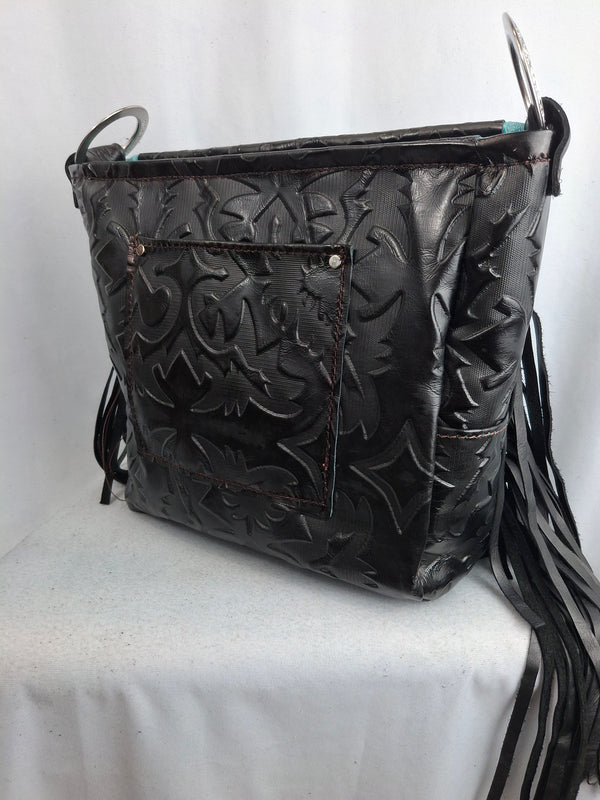 Black Pendelton Handbeaded Shoulder Bag
