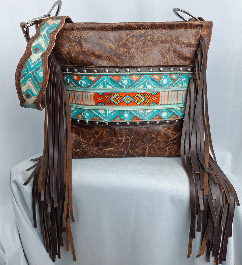 Distressed Navajo Handbeaded Shoulder Bag