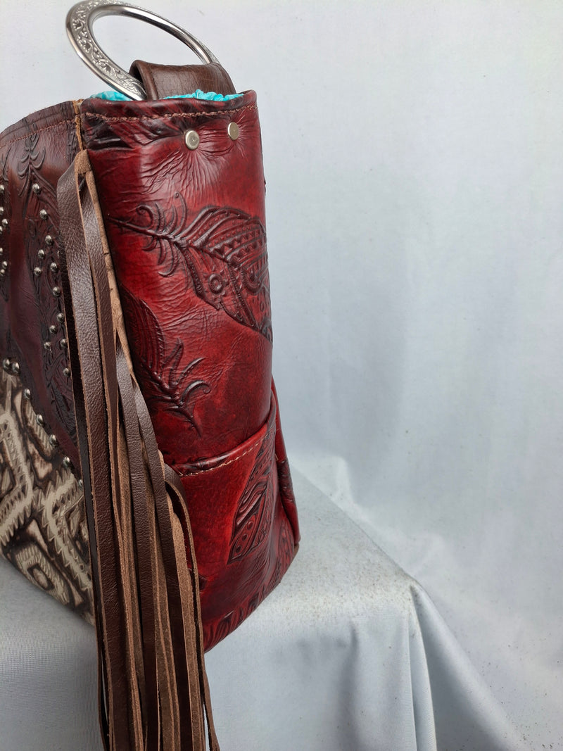 Red Feather Aztec Shoulder Bag