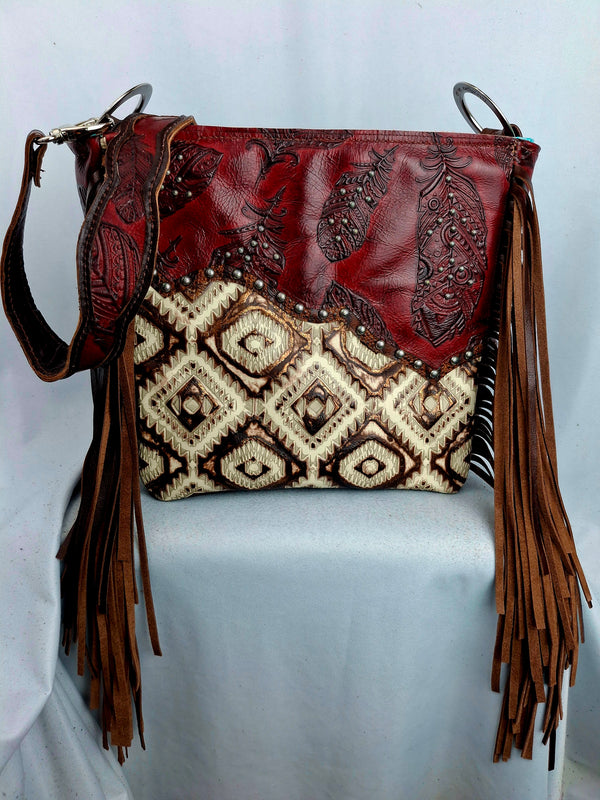 Red Feather Aztec Shoulder Bag