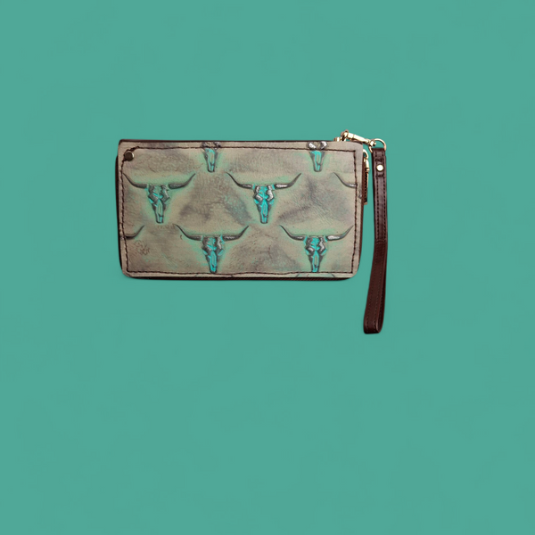 Turquoise Steerhead Mega-wallet wristlet