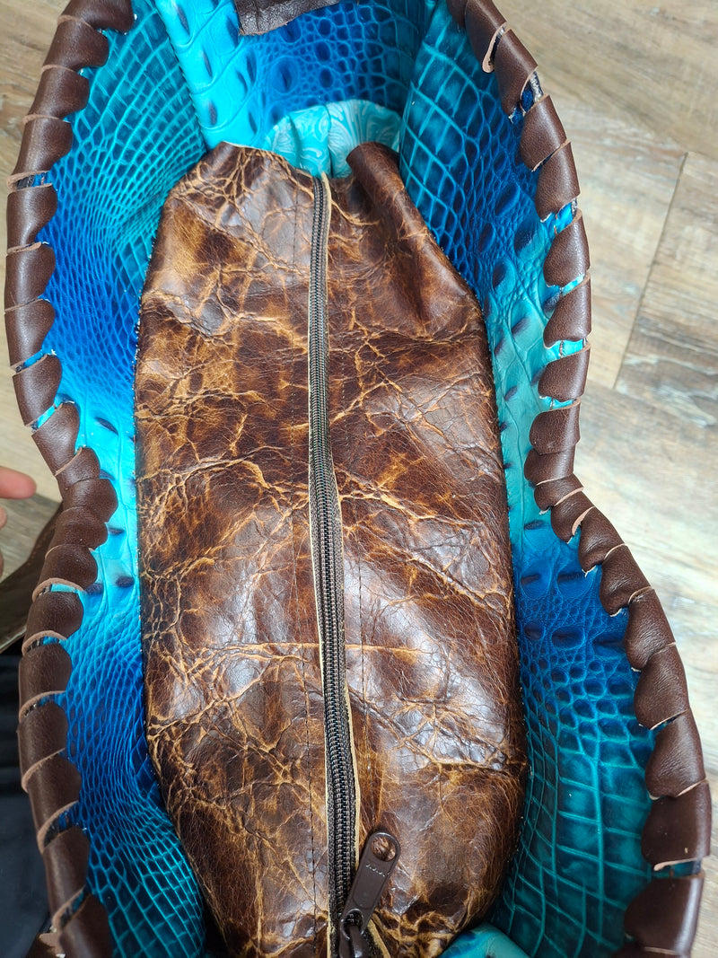 Blue Ocean Swirl Sweetheart Handbeaded Shoulder Bag