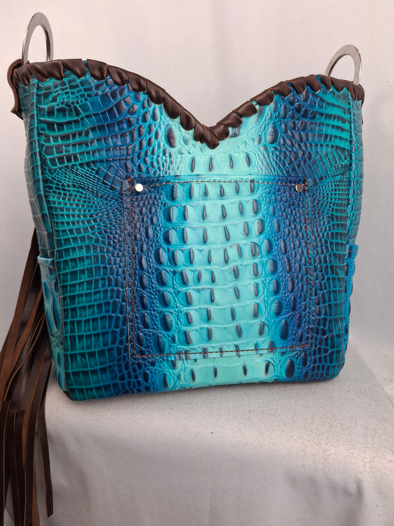 Blue Ocean Swirl Sweetheart Handbeaded Shoulder Bag