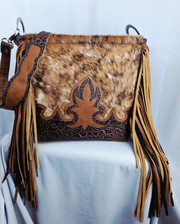 Black and Tan Cowhide Shoulder Bag