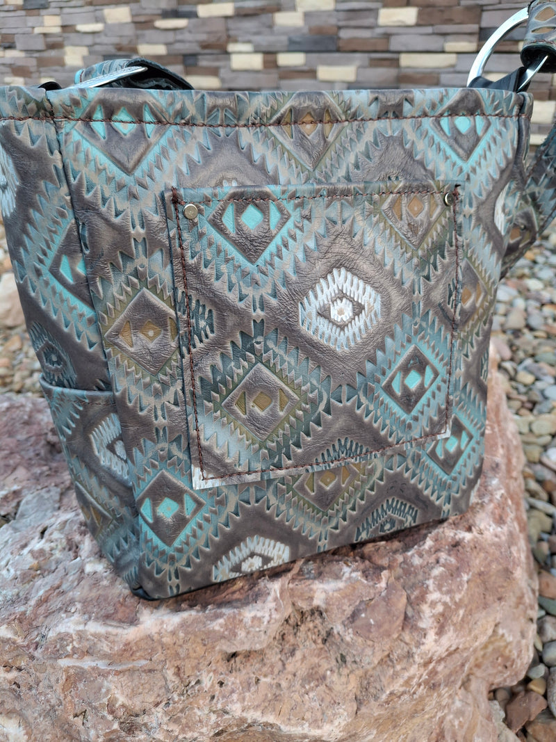 Turquoise Feather Shoulder Bag