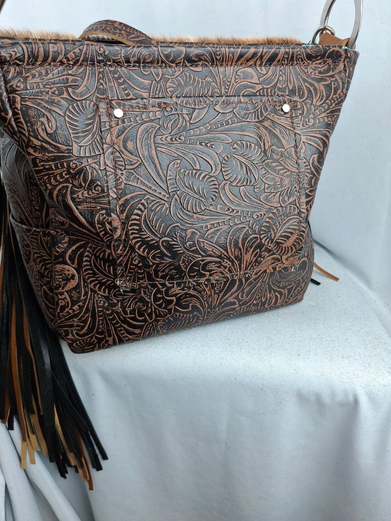 Black and Tan Cowhide Shoulder Bag