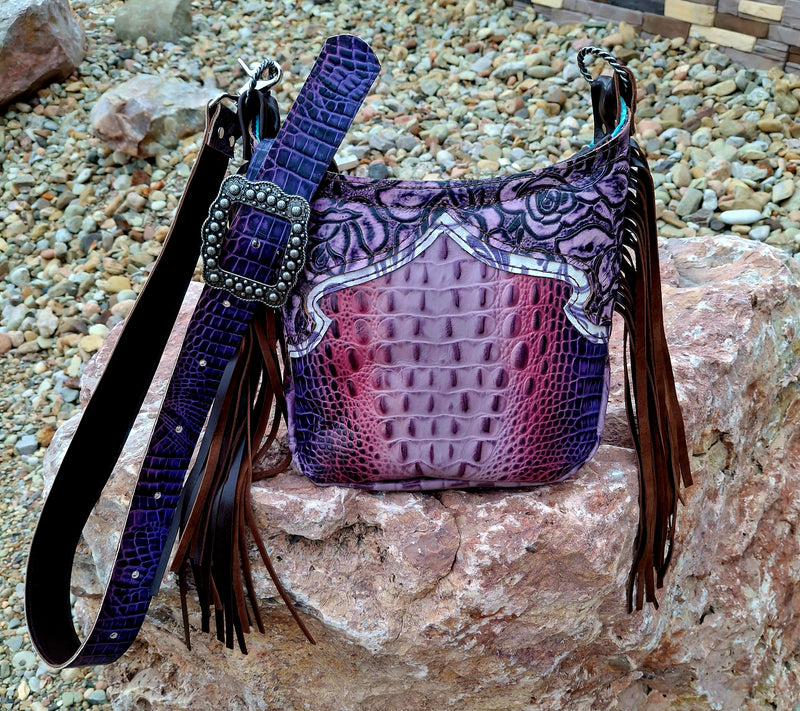 Purple Roses Hobo Crossbody Bag
