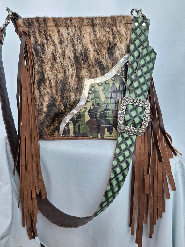 Camo Cowhide Crossbody Bag