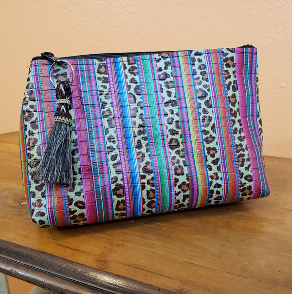 Serape Leopard Freestanding Cosmetic Bag