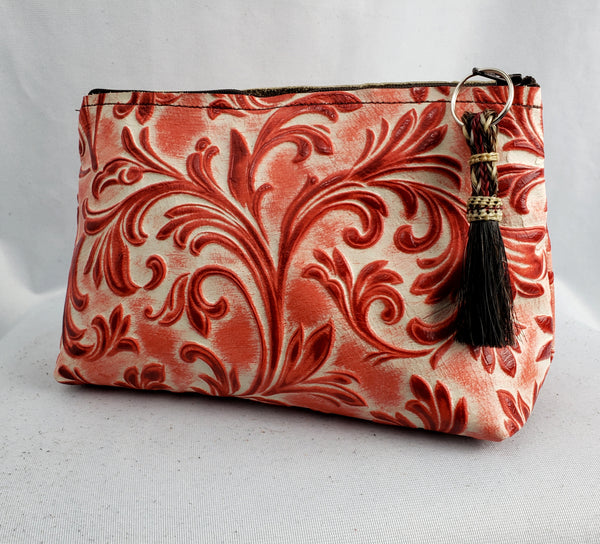 Red Floral Freestanding Cosmetic Bag