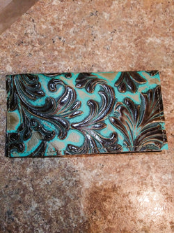Turquoise Floral Check Book Cover
