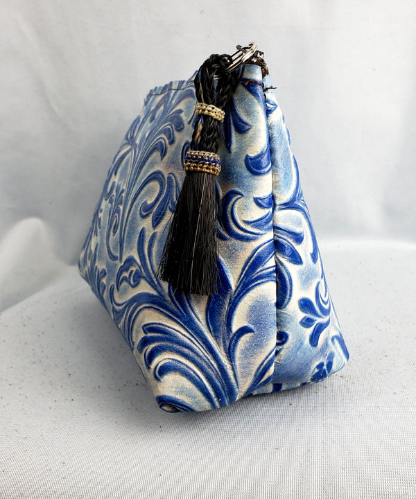 Blue Floral Freestanding Cosmetic Bag