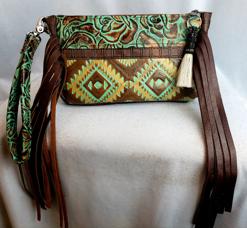 Rose Aztec Wristlet Clutch