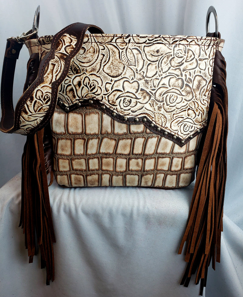 Ivory Chocolate Rose Shoulder Bag
